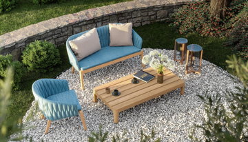CALYPSO - 2 seater fabric and teak garden sofa by Royal Botania - view 3